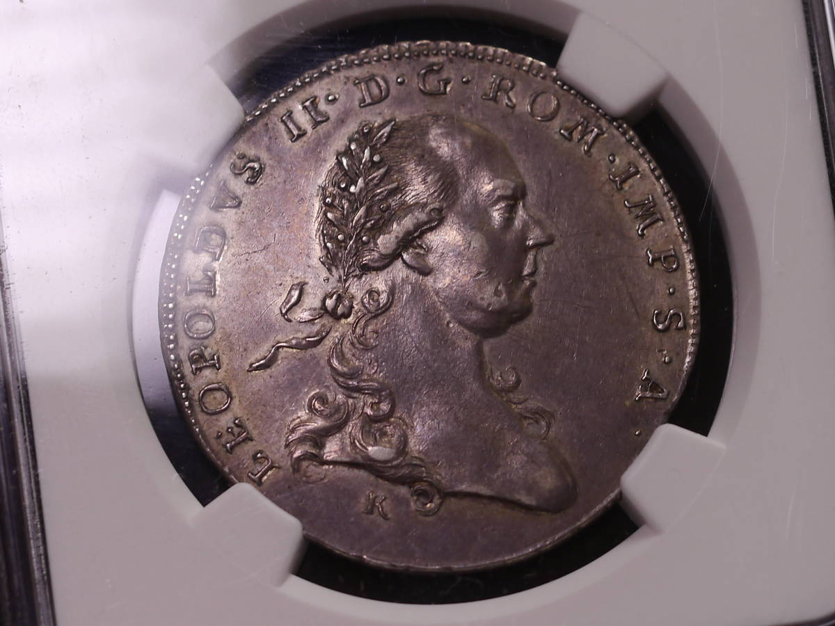 ドイツ・レーゲンスブルク都市景観1/2タラー銀貨 1791年 NGC AU