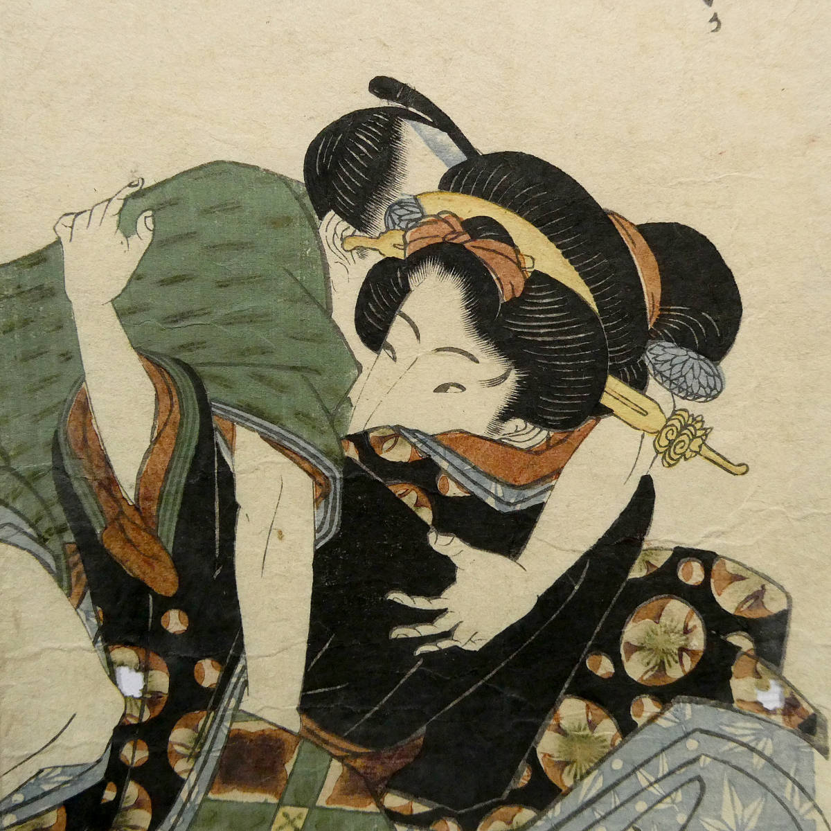 歌川国貞か 渓斎英泉か◇江戸時代 木版色摺春画◇琴の稽古の途中 歌川国貞か 渓斎英泉か◇江戸時代 木版色摺春画◇琴の稽古の途中