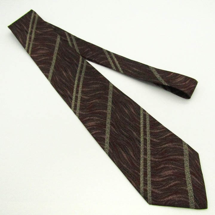  Issey Miyake stripe pattern total pattern silk made in Japan brand necktie men's bordeaux superior article ISSEY MIYAKE