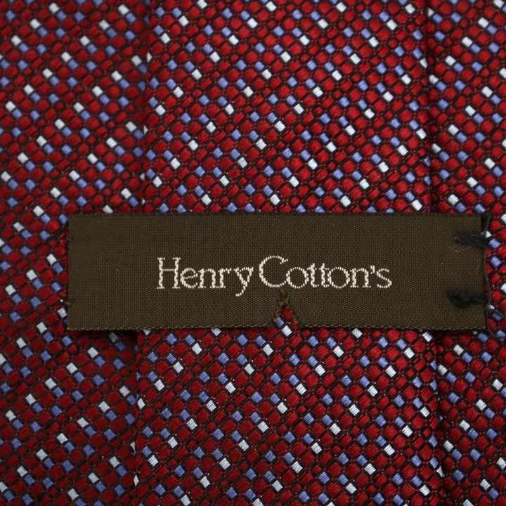 ヘンリーコットンズ 小紋柄 シルク 日本製 ブランド ネクタイ メンズ レッド系Henry Cotton's_画像4