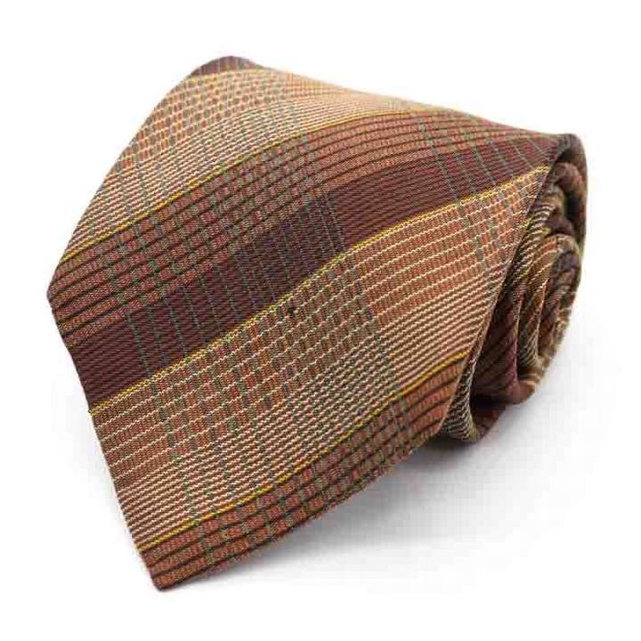  Issey Miyake reji men taru stripe pattern silk made in Japan brand necktie men's brown group ISSEY MIYAKE