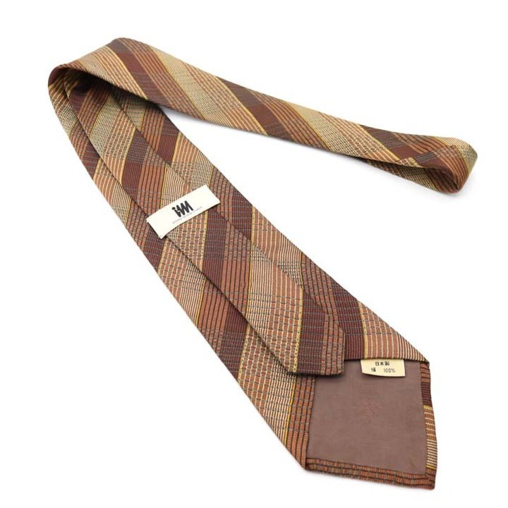  Issey Miyake reji men taru stripe pattern silk made in Japan brand necktie men's brown group ISSEY MIYAKE