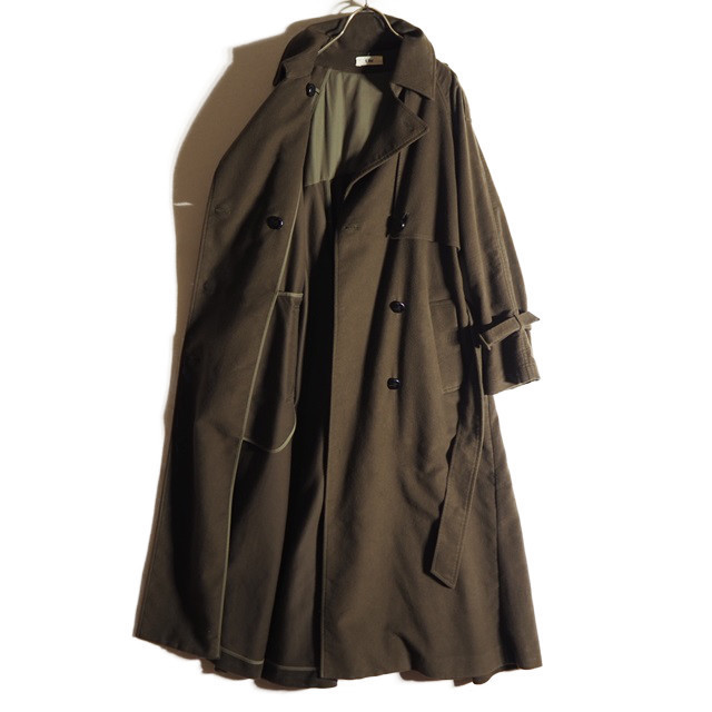 J9155H VUhru-aV Back Flare Coat nappy cotton back flair trench coat khaki 36 oversize autumn winter rb mks