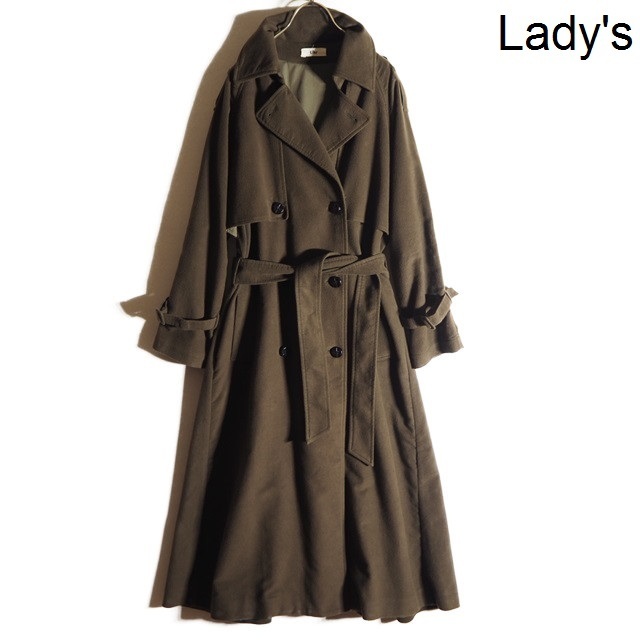 J9155H VUhru-aV Back Flare Coat nappy cotton back flair trench coat khaki 36 oversize autumn winter rb mks