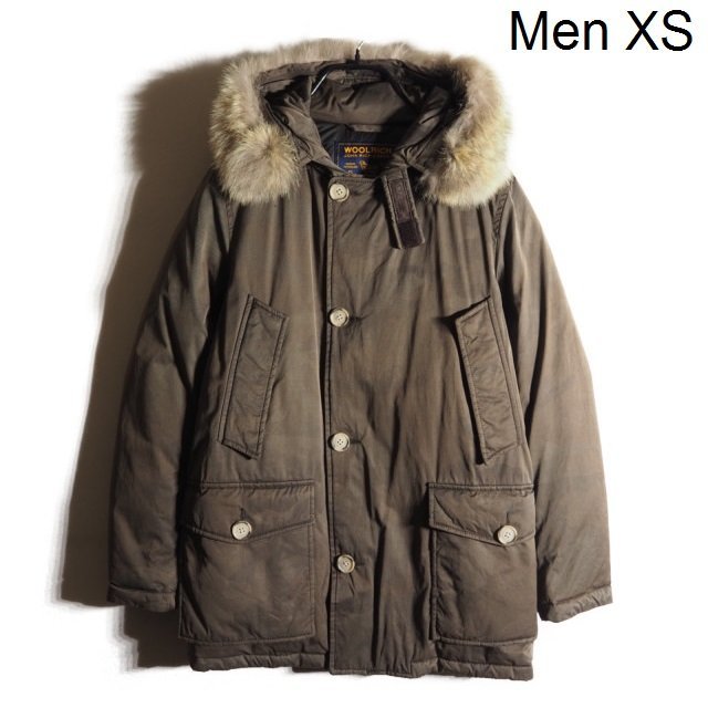 x2451h6▼WOOLRICH ウールリッチ▼ARCTIC PARKA アークティックパーカー ダウンジャケット コヨーテファー カーキ迷彩 XS カナダ製 秋冬 rb_画像1