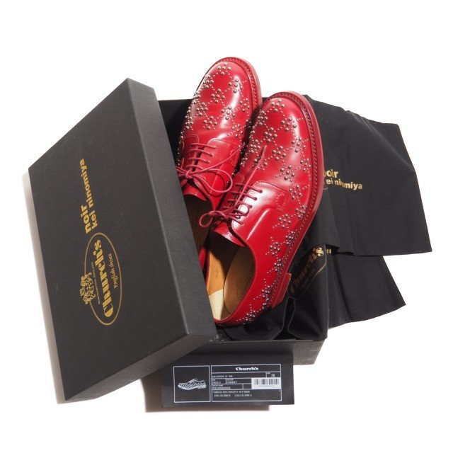 K5840P ▼Church's チャーチ noir kei ninomiya ノワール ケイニノミヤ▼ SHANNON 10 WR スタッズ レザーシューズ レッド 38/24cm rb mks_画像7