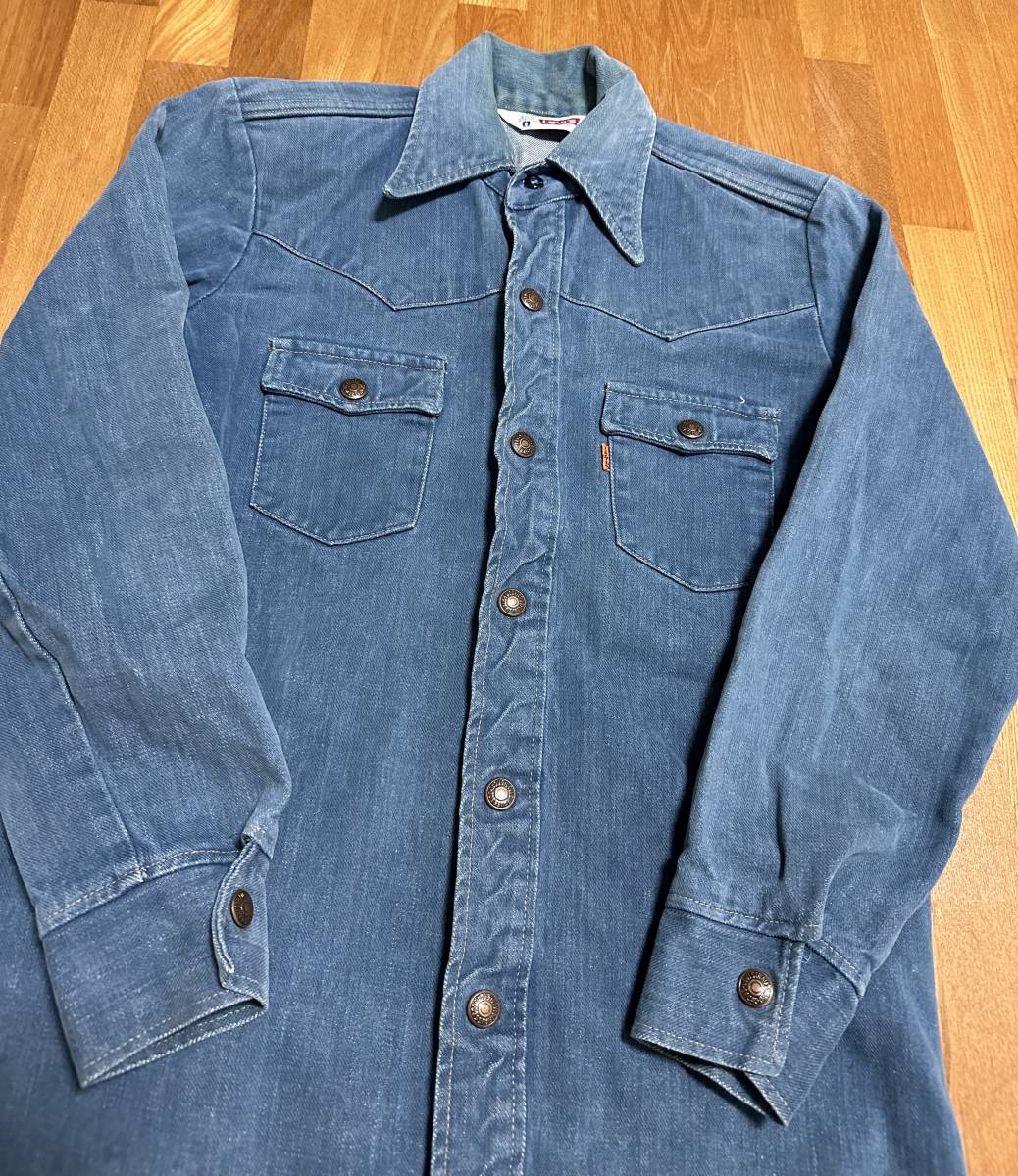 70's VINTAGE USA製 Levi's サドルマン ウエスタン デニムシャツ 73刻印 ヴィンテージ オリジナル 70年代 古着