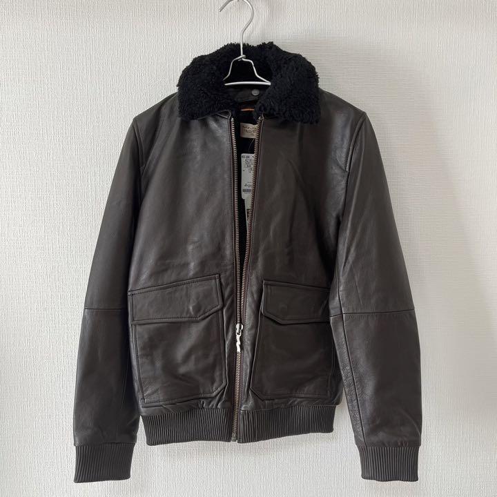 素晴らしい ボアジャケット レザー ヌーディジーンズ S相当 牛革