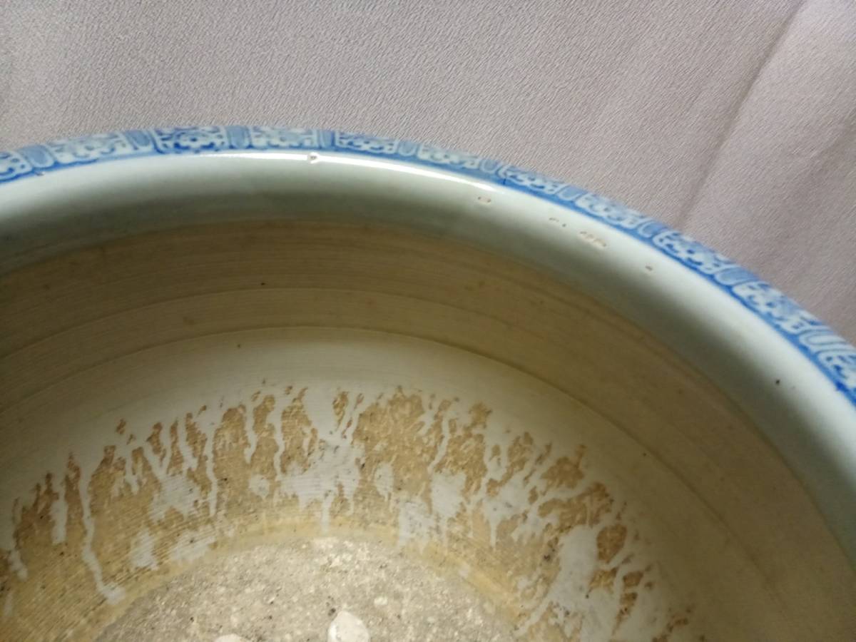 火鉢　ひょうたん柄 ◆ 径 約 38㎝ ◆ 鉢カバー 金魚鉢 陶器　骨董_画像9