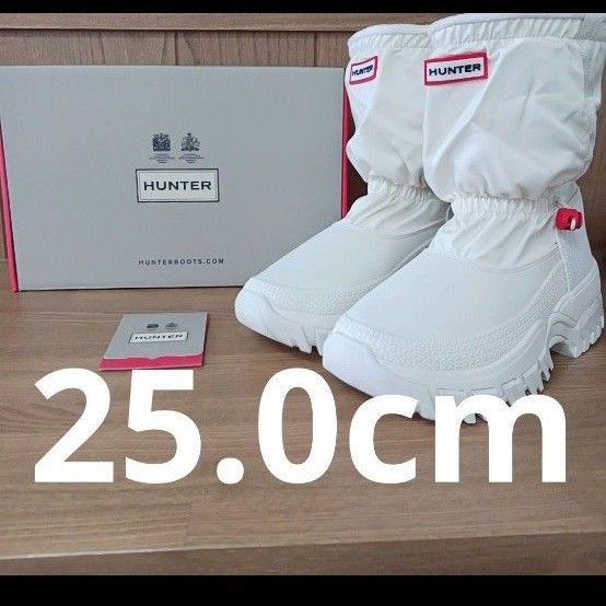 25 cm HUNTER ホワイト ブーツ 可愛い 防寒 レディースファッション