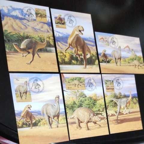 恐竜イラストポストカード ６枚 オーストラリア ポスト DINOSAUR 切手_画像1