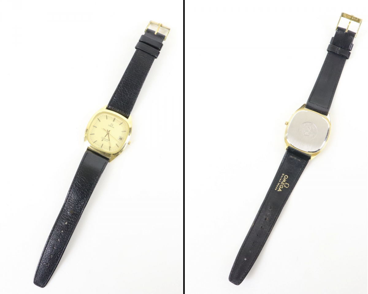 OMEGA SEAMASTER QUARTZ オメガ シーマスター クォーツ デイト メンズ腕時計 黒革ベルト 純正 スイス製 1332 7 015IBEK07_画像2