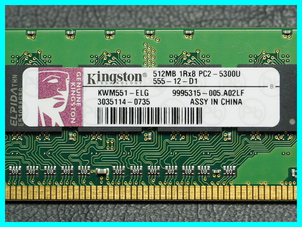 Kingston KWM551-ELG PC2-5300U DDR2-667 512MB 2 листов всего 1GB