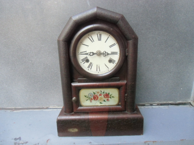 昭和レトロ 木製 置時計の画像1