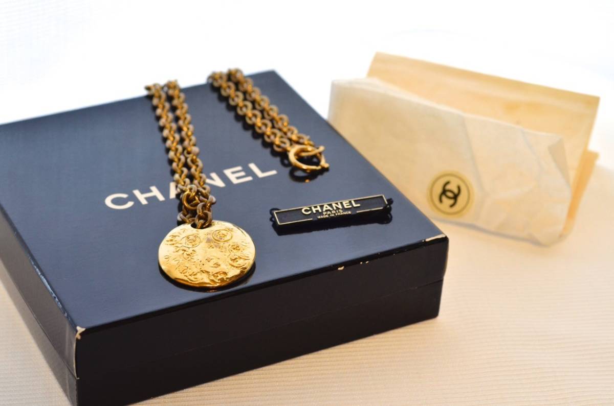 [ Vintage ] Chanel * здесь Mark * длинный колье * Large * Gold *93 год 