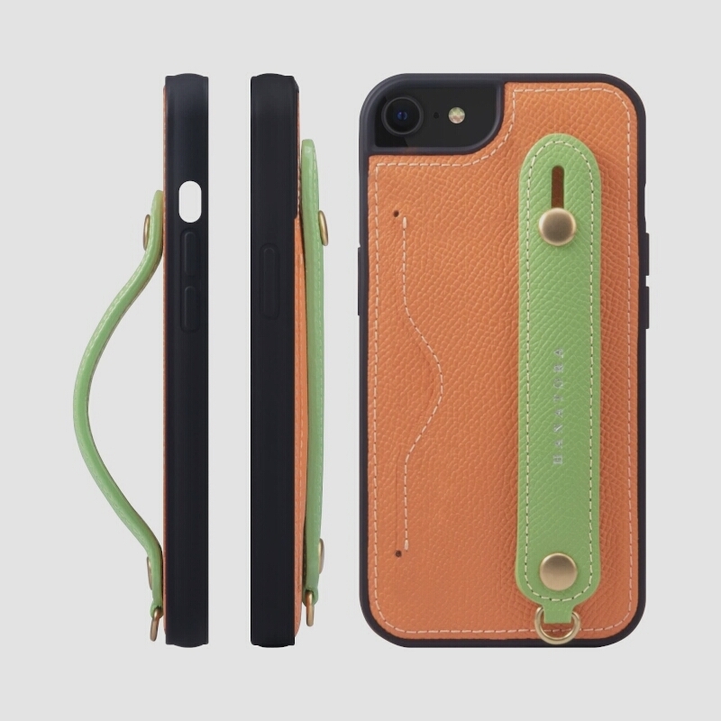 【送料0円】 送料無料★HANATORA iPhone 8/7/SE3/SE2ケース 本革 グリップケース (オレンジ/グリーン) iPhone SE(第2世代)/8/7用 【送料0円】 送料無料★HANATORA iPhone 8/7/SE3/SE2ケース 本革 グリップケース (オレンジ/グリーン) iPhone SE(第2世代)/8/7用