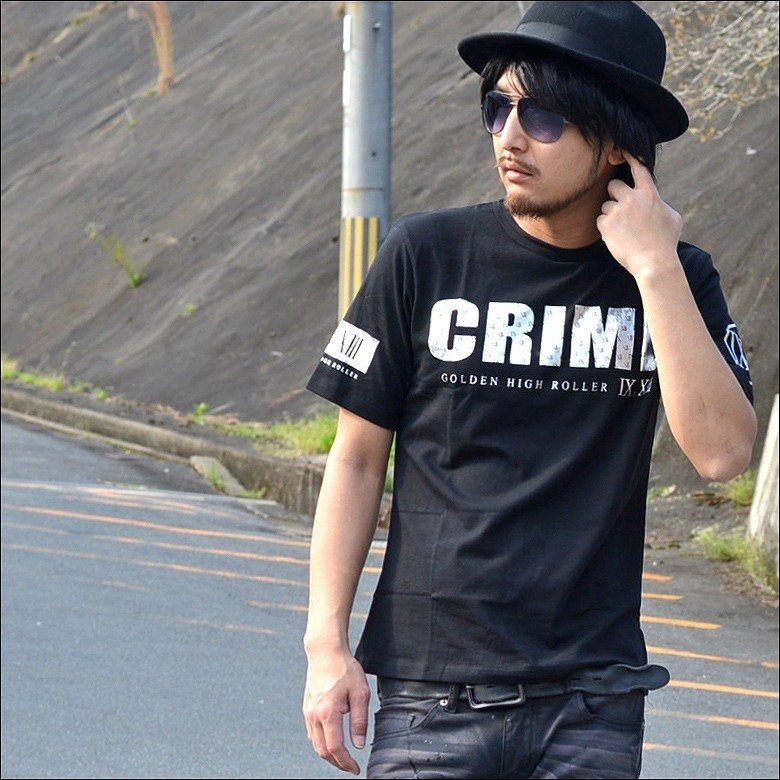 Tシャツ 半袖 メンズ 半袖Tシャツ 半袖Tシャツ オラオラ 悪羅悪羅 カジュアル きれいめ ロック 70724 ブラック×シルバー M_画像2