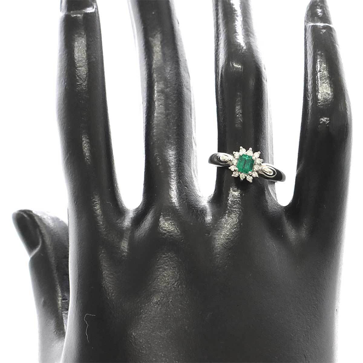 リング 11号 エメラルド 0.28ct ダイヤ 0.10ct Pt プラチナ 指輪