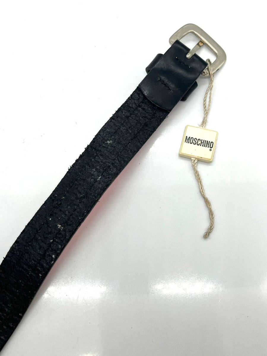 Moschino Moschino belt casual black × red leather × enamel 