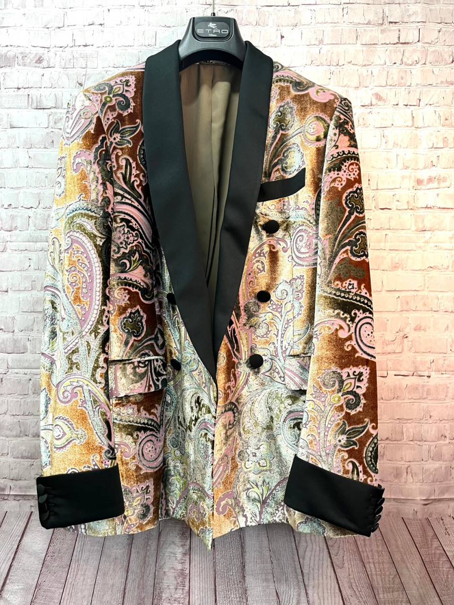 極美品】ETRO エトロ ジャケット メンズ ペイズリー ベロア シルク混