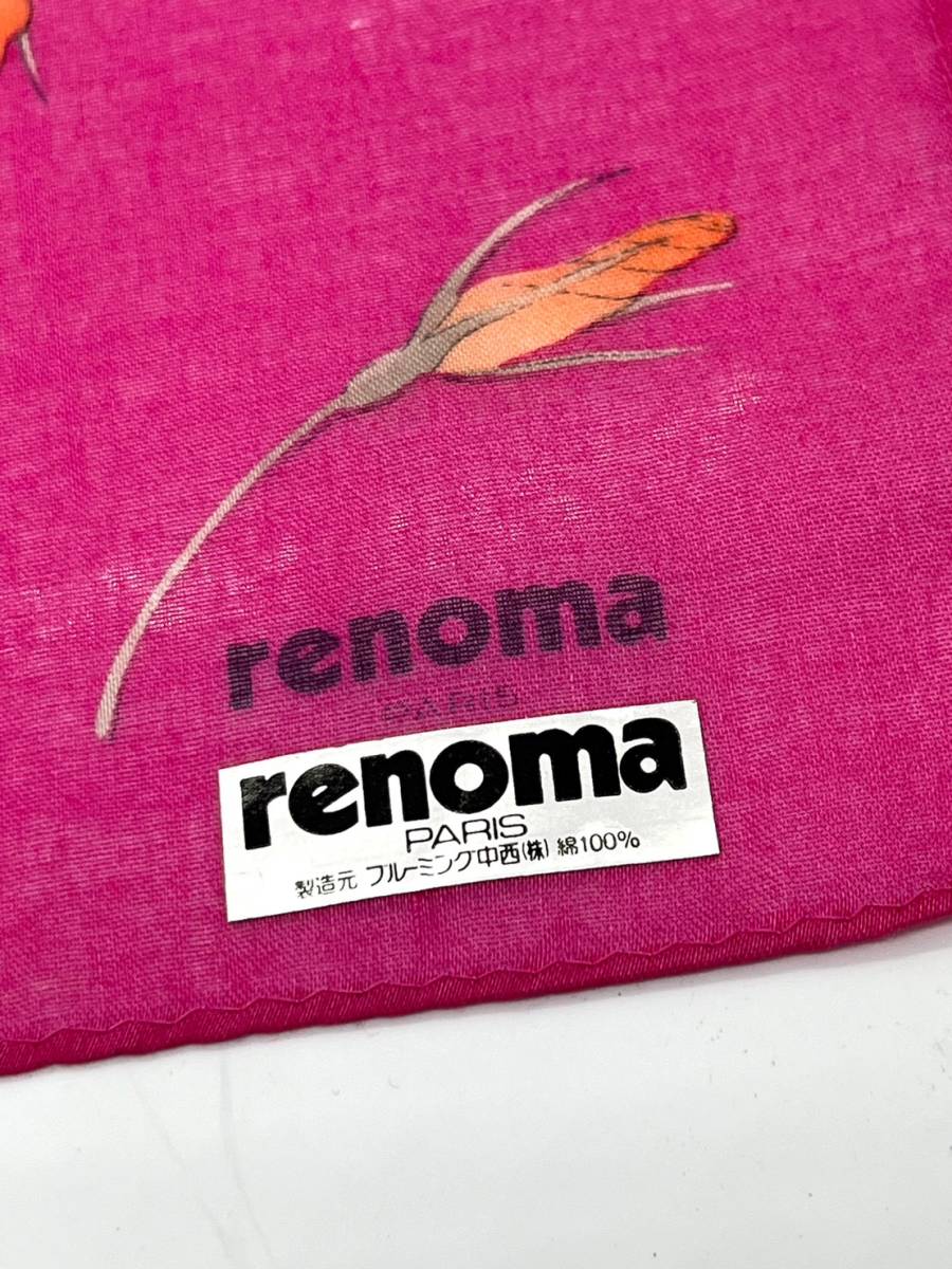 【未使用品】renoma レノマ ハンカチ マゼンダ系 花柄 レディース 綿