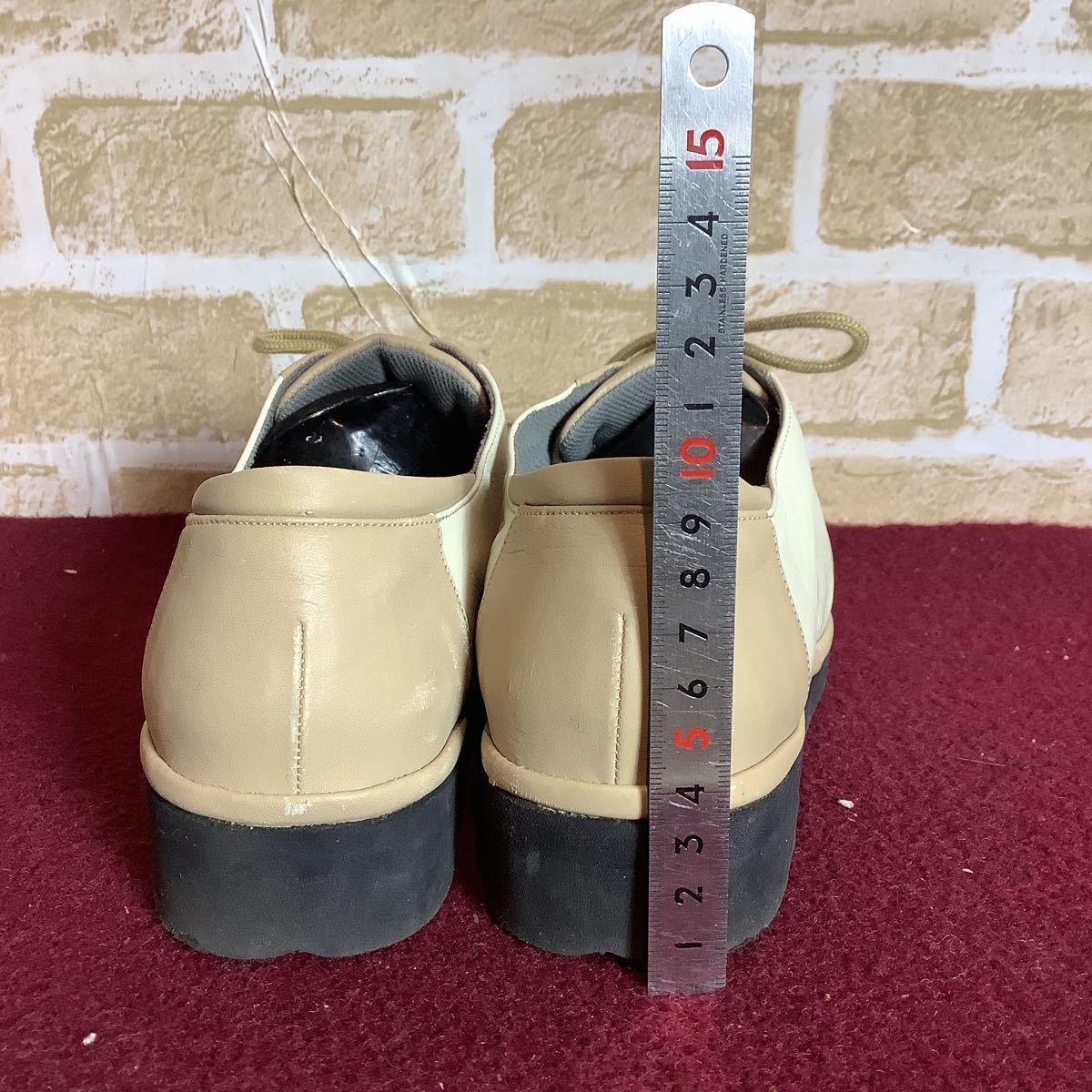 [ selling out! free shipping!]A-271 Ginza yo shino ya!GINZA Yoshinoya! leather shoes! cream! beige!24.5cm! leather sneakers! used! made in Japan!