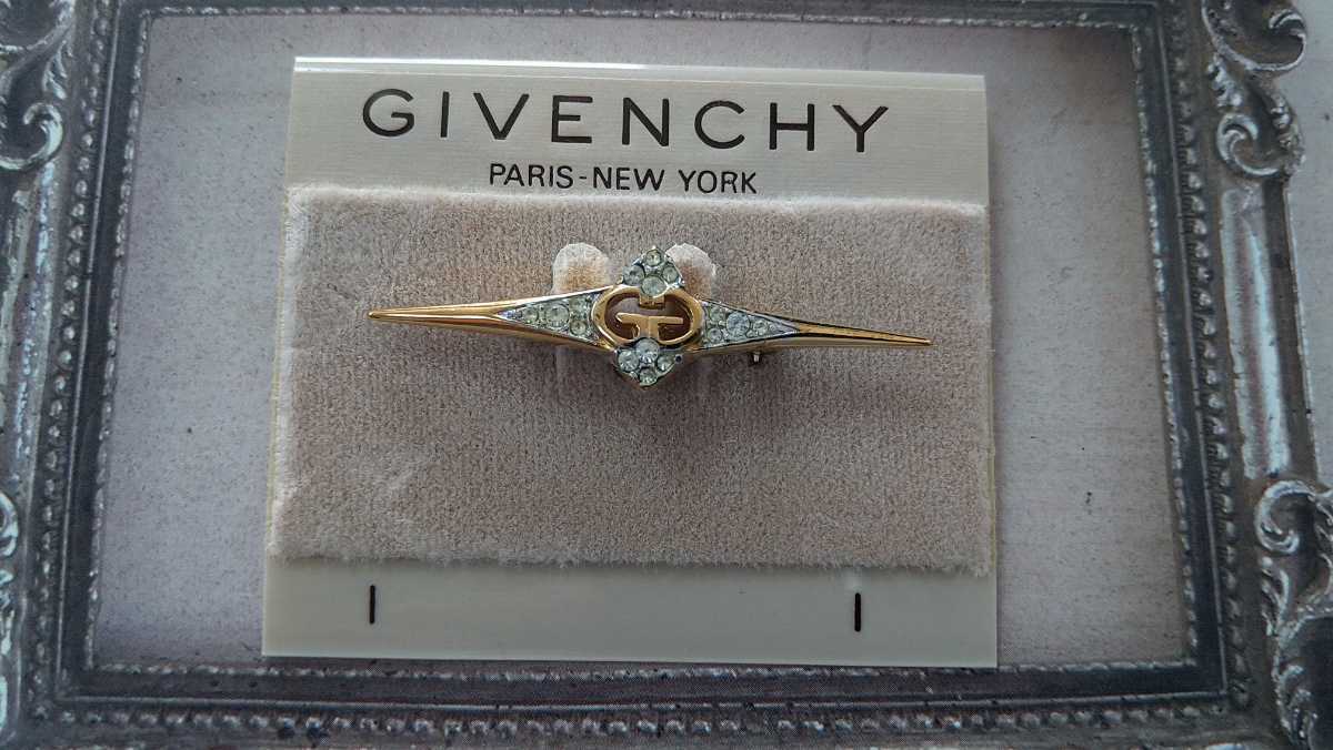 * unused *GIVENCHY PARIS * Givenchy * Gold color × rhinestone * brooch *