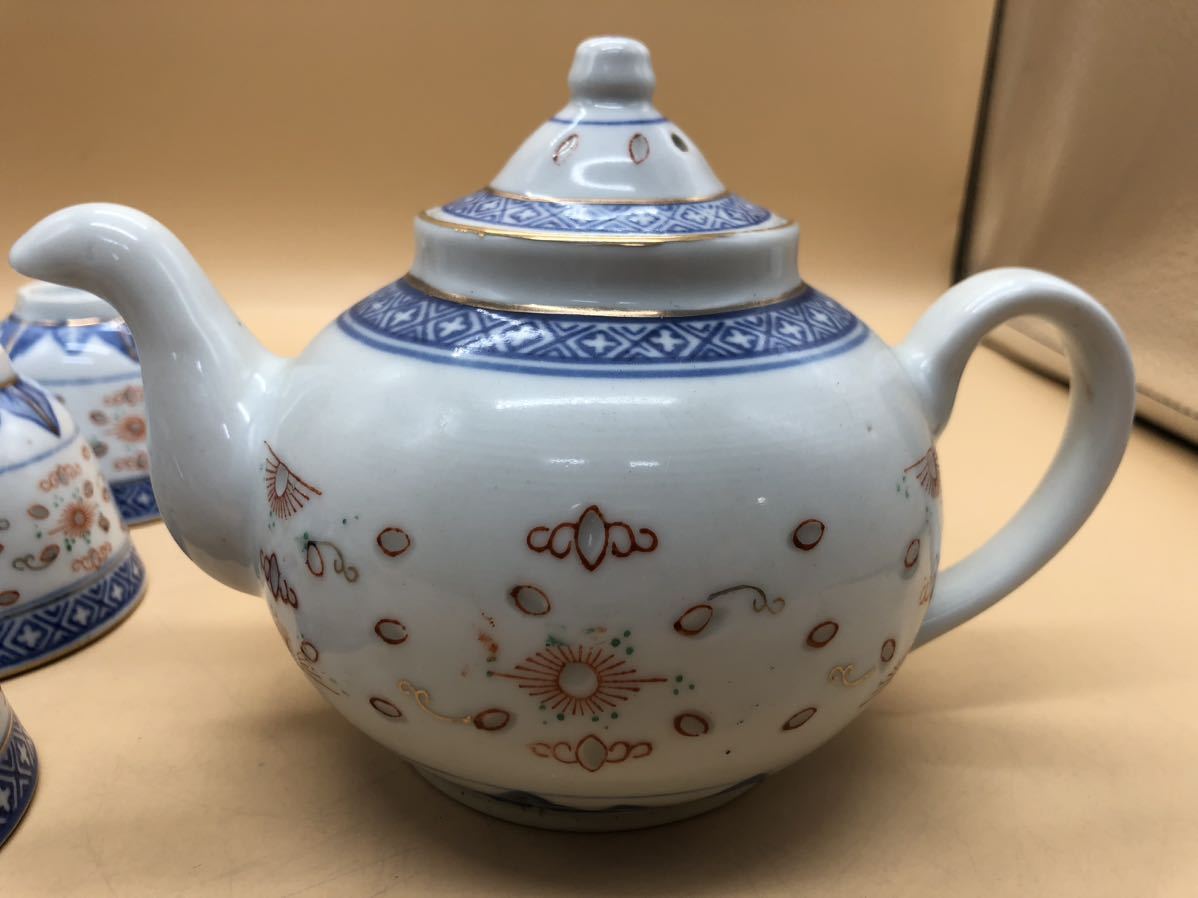 Y457 景徳鎮 急須 湯呑５客 茶器 陶器 中国 煎茶道具  の画像7