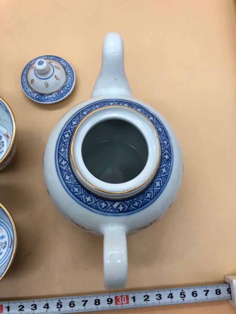 Y457 景徳鎮 急須 湯呑５客 茶器 陶器 中国 煎茶道具  の画像3