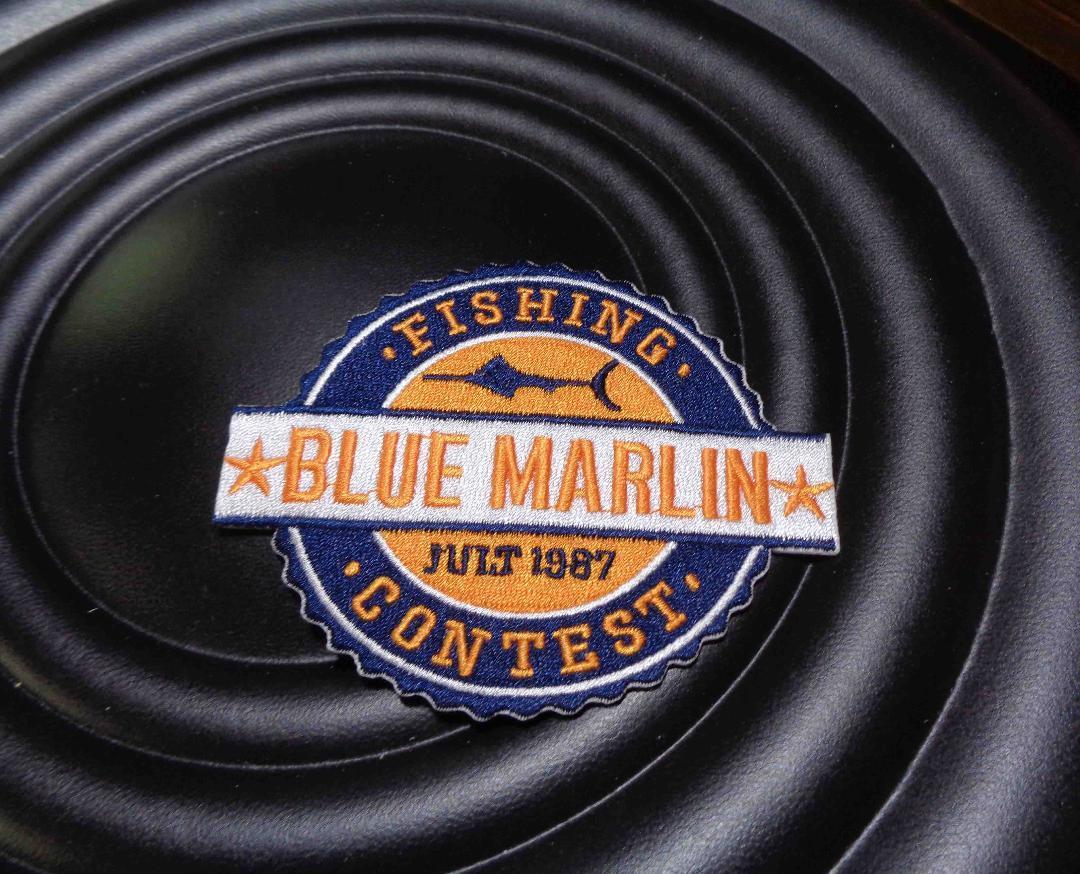 橙紺◆新品　カジキ　フィッシングFISHING CONTEST BLUE MARIN　刺繍ワッペン（パッチ）◆アメリカ　US釣り　魚　コンテスト　大会　激シブ
