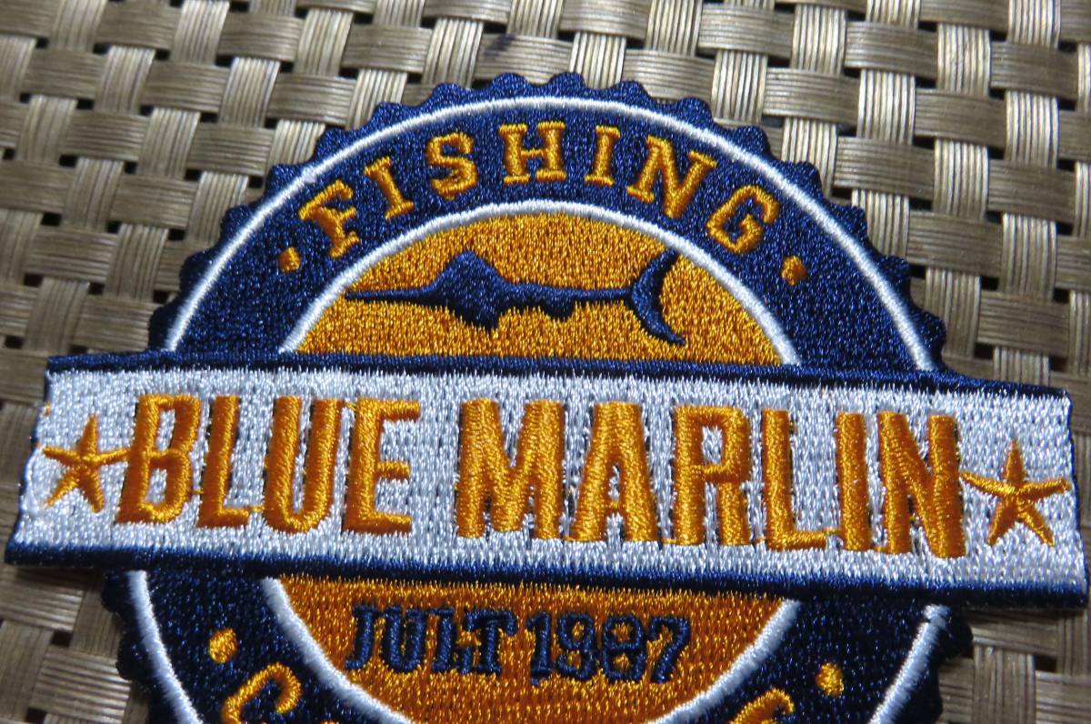 橙紺◆新品　カジキ　フィッシングFISHING CONTEST BLUE MARIN　刺繍ワッペン（パッチ）◆アメリカ　US釣り　魚　コンテスト　大会　激シブ