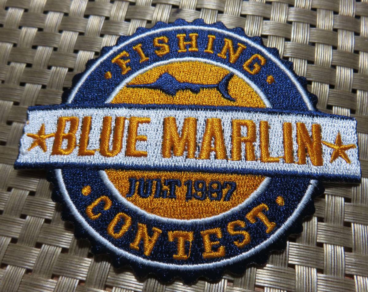 橙紺◆新品　カジキ　フィッシングFISHING CONTEST BLUE MARIN　刺繍ワッペン（パッチ）◆アメリカ　US釣り　魚　コンテスト　大会　激シブ