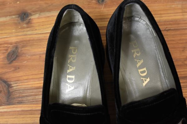 AL AC0017 PRADA プラダ ベロア ヒール パンプス ローファー 革靴