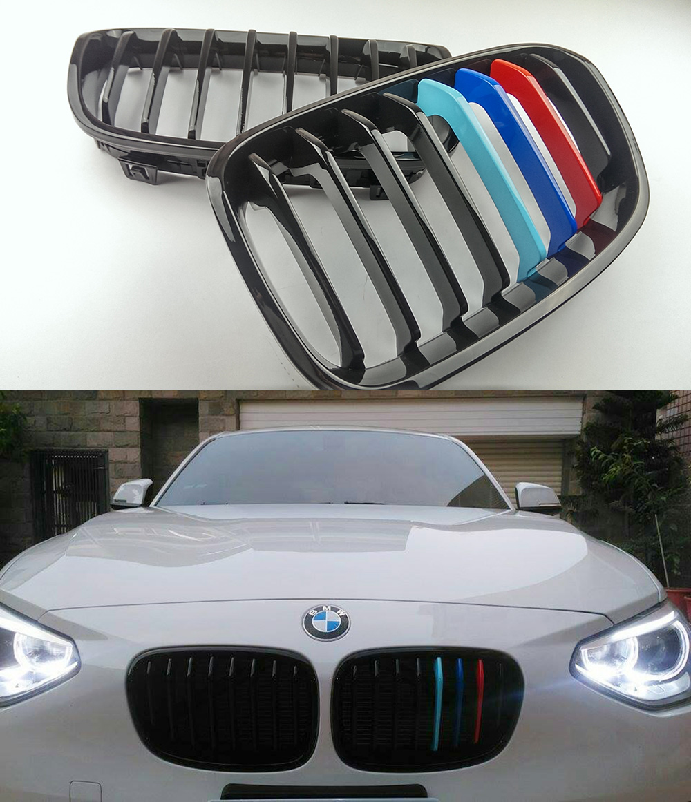即納美品 在庫新品 左右SET BMW F20 F21 前期 フロントグリル 光沢黒+Mの3色カラー 2011-2014 ABS_画像3