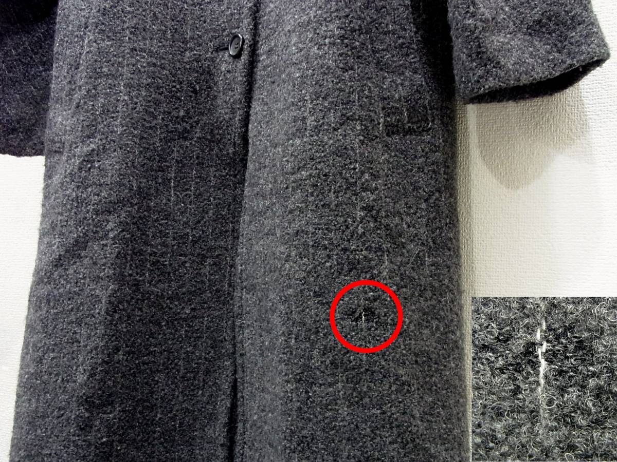 SALE стоимость доставки 1040 иен ~( быстрое решение. бесплатная доставка ) OZOC с капюшоном . длинное пальто 38(M 9 номер ) темно-серый полоса толстый шерсть Ozoc женский женский 