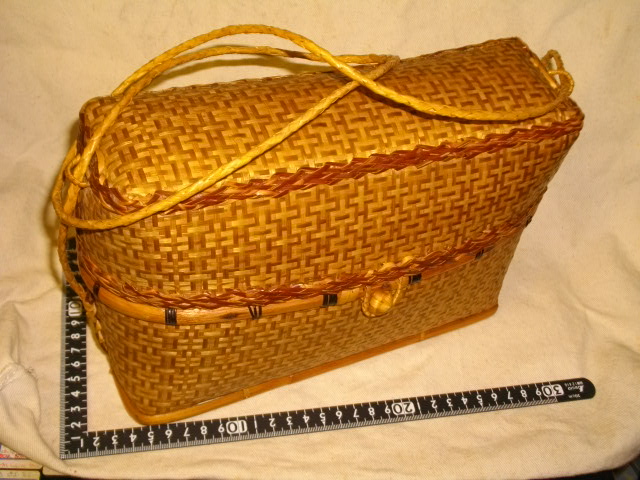  rare article flima] bamboo made bag length 17cm..27cm thickness maximum 13cm