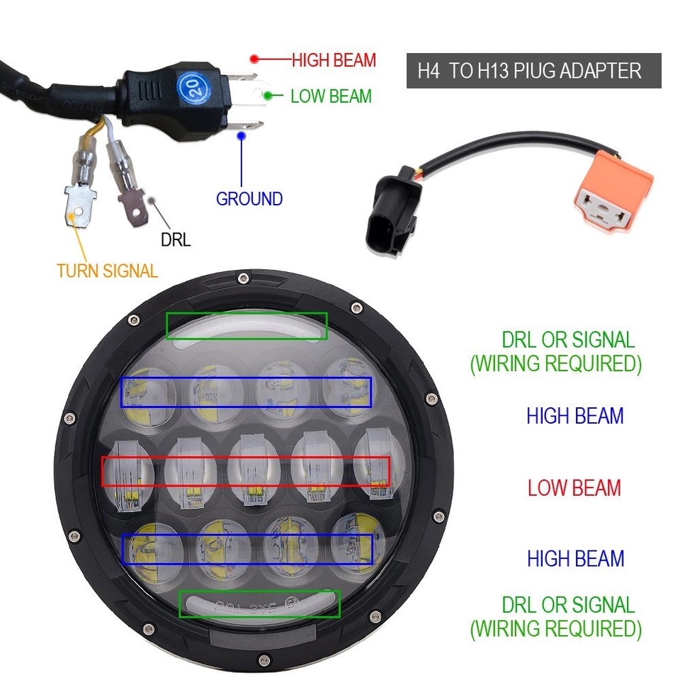 7インチ LEDヘッドライト 105W 2個セット 汎用 ハーレー ジムニー ハマー ラングラー フェアレディ ロードスター パジェロ カローラ 旧車_画像5