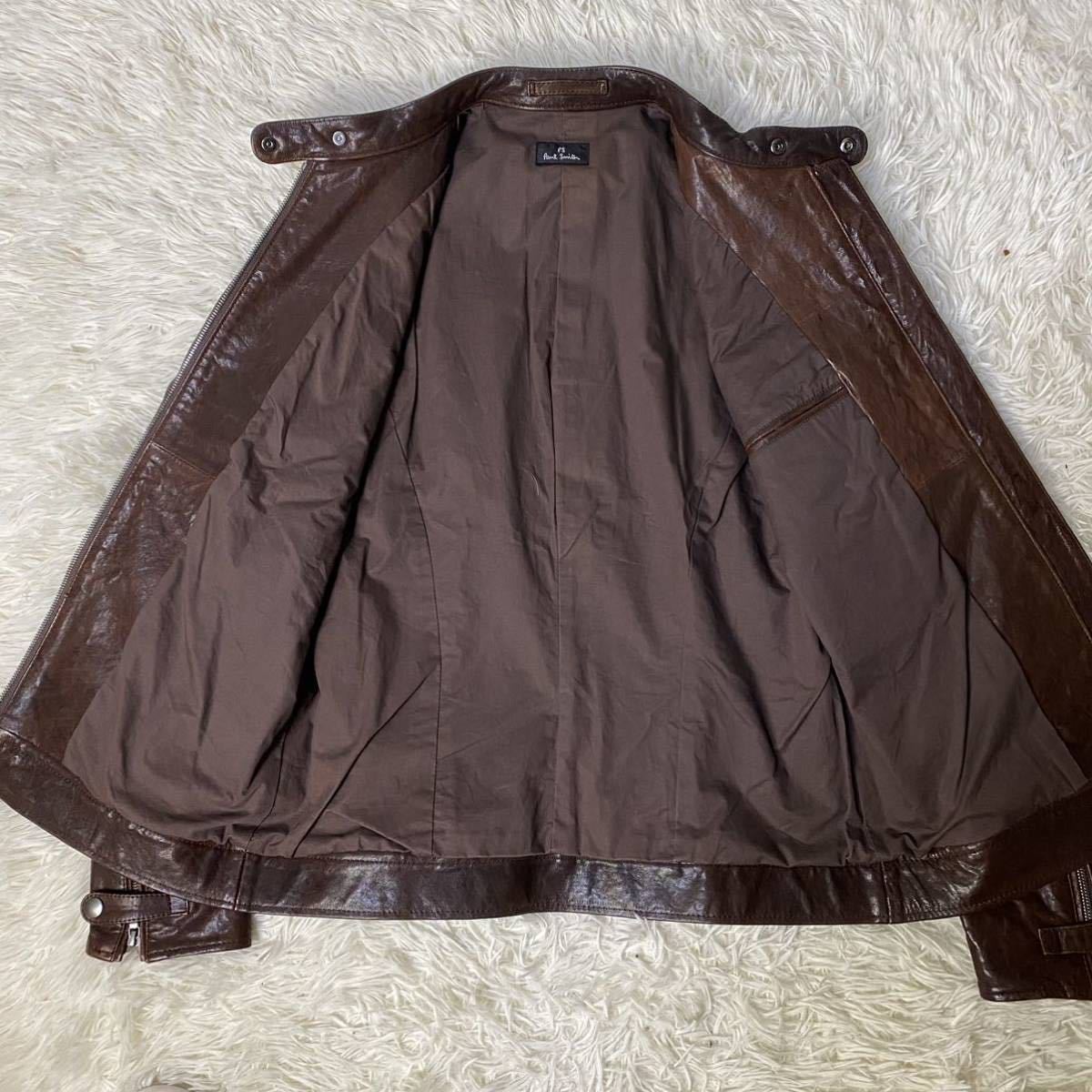 極美品 ポールスミス Paul Smith 本革 羊革 シングルライダース 人気