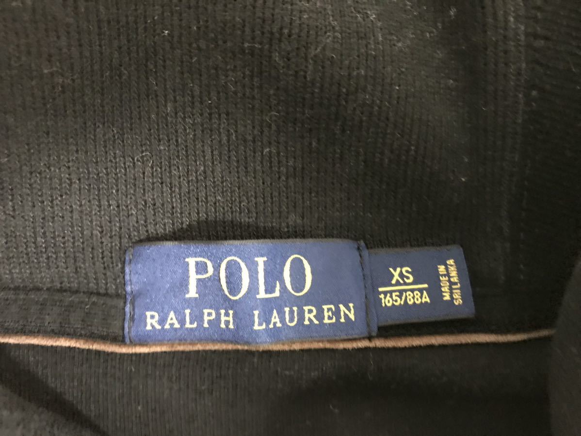 本物ポロラルフローレンPOLO RALPH LAURENコットンショールカラースウェットトレーナー長袖メンズアメカジサーフXS黒ブラックミリタリー