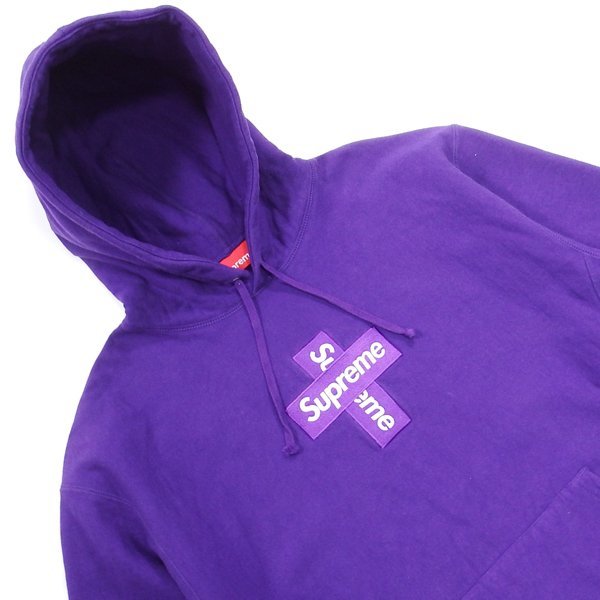 美品 20aw Supreme Cross Box Logo Hooded Sweatshirt Purple XL