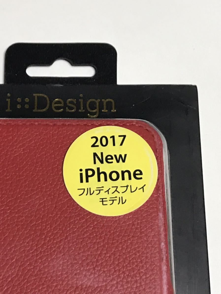 匿名送料込み iPhoneX用カバー 手帳型ケース 本革 ストラップホール マグネット レッド 赤色 新品iPhone10 アイホンX アイフォーンX/PK1_画像2