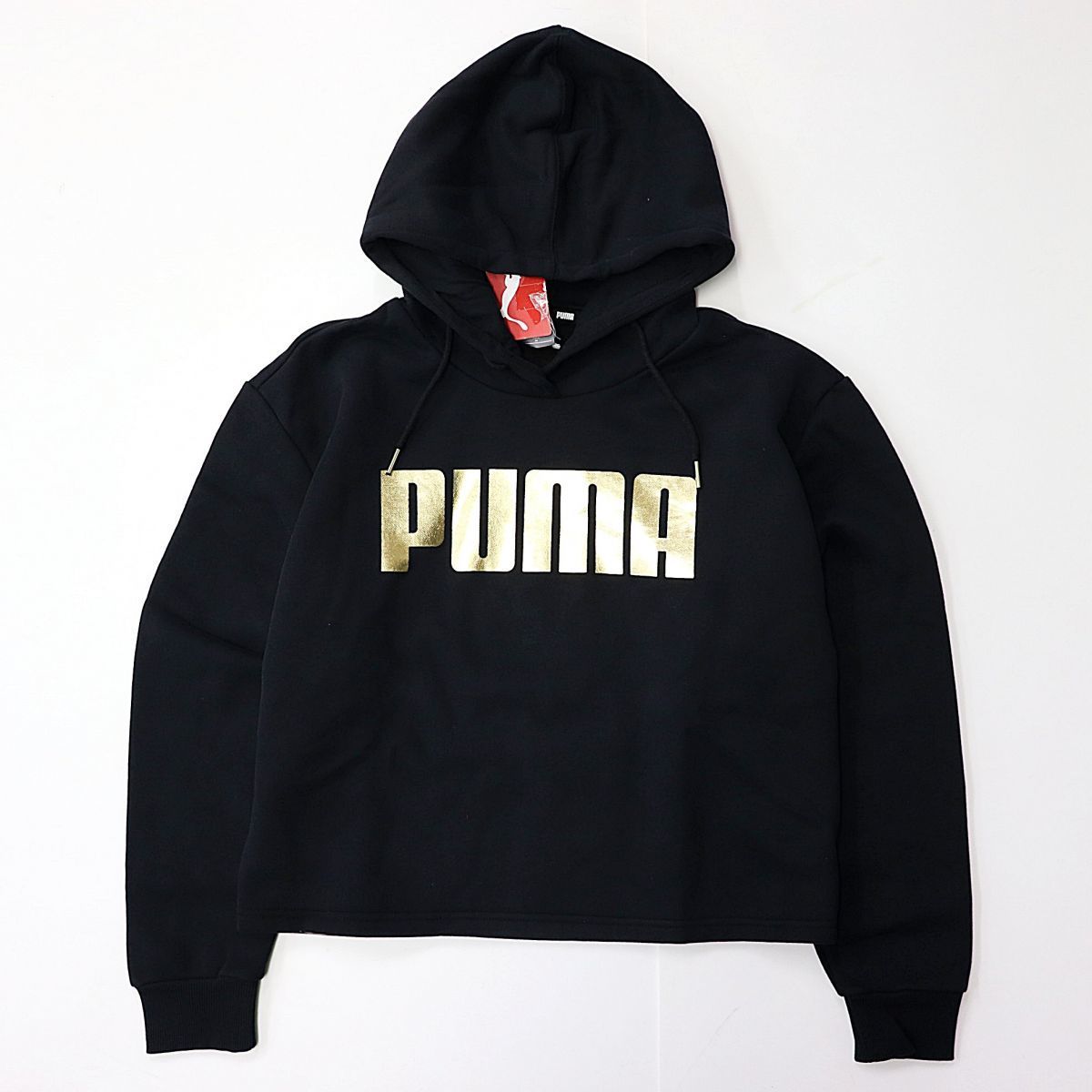 新品 プーマ PUMA レディース コットン スウェット フーディー パーカー ジャケット Mサイズ 黑金