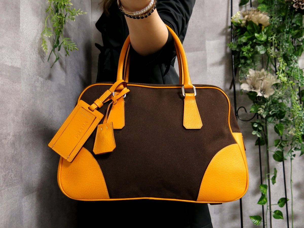 2022発売 【美品】PRADA プラダ バッグ オレンジ ボストン - 通販