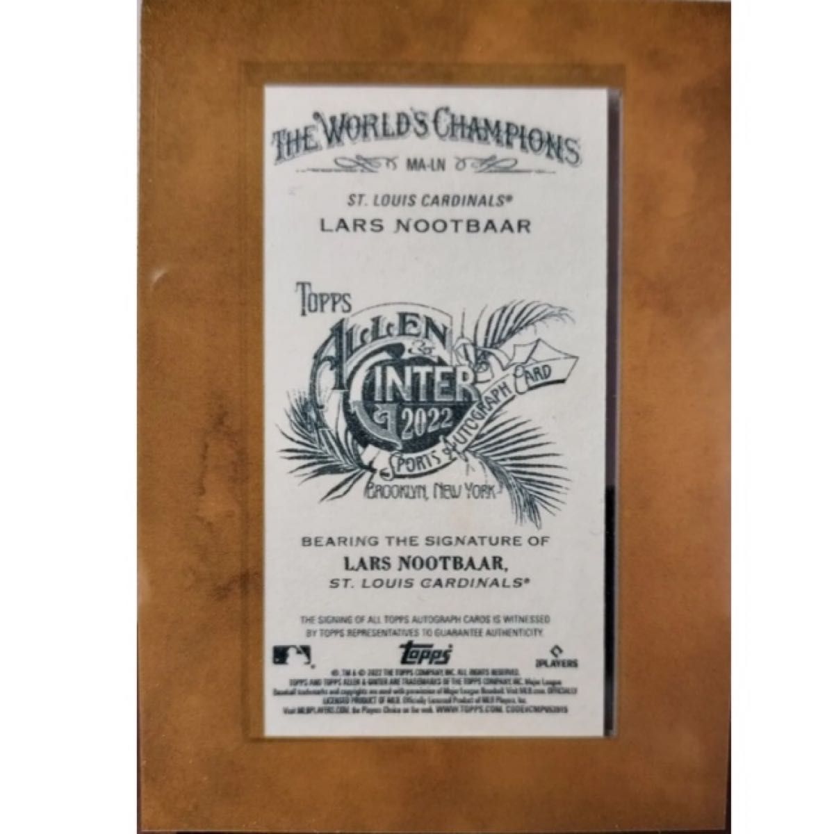 WBC 日本代表 ラース ヌートバー Topps ALLEN & GINTER 直筆サインカード 野球 侍ジャパン カージナルス