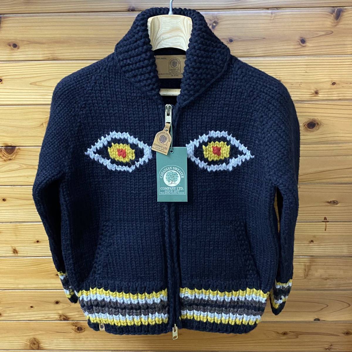 【新品】相場約5.9万円 カナディアンセーターカンパニー CANADIAN SWEATER COMPANY カウチンセーター カナダ製 ウール 手編み 長袖 白頭鷲_画像2