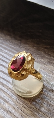 タザキ☆K18ロードライトガーネットファッションリング☆USED品(品