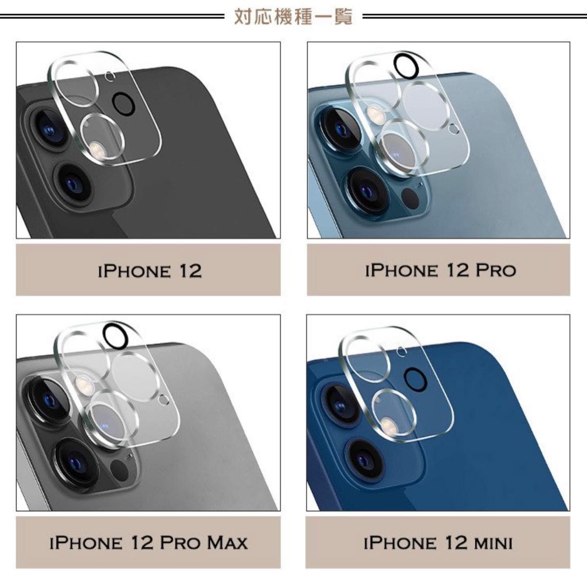 iPhone12 iPhone12pro/promax mini カメラレンズ 保護フィルム ガラスフィルム 透明 クリアカバー