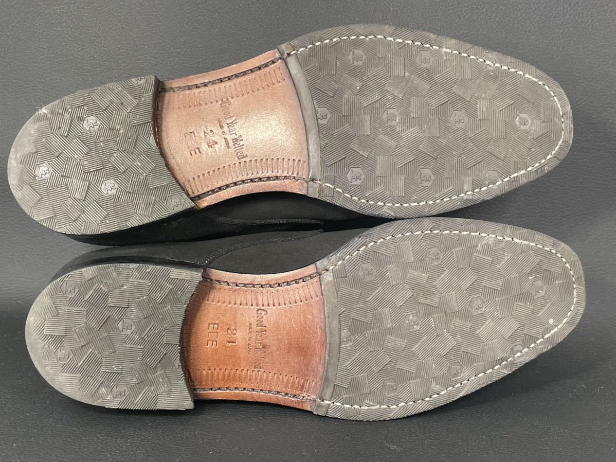 即決 美品 SCOTCHGRAIN スコッチグレイン メンズ 24cmEEEウィズ チャッカブーツ スエード ブラック 黒 5600 革靴 ブーツ グッドイヤー製法
