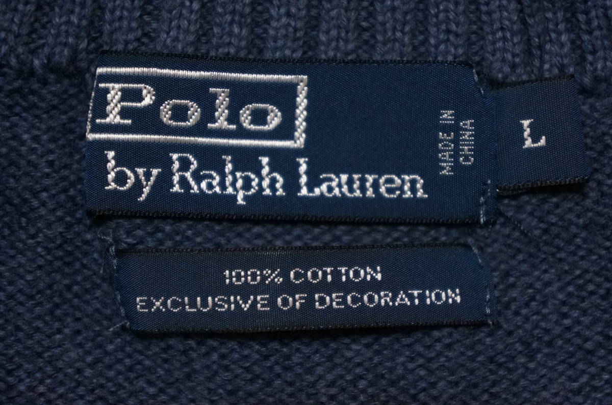 【 新品 】ラルフローレン ■ コットンセーター ■ 日本メンズ XL / US L ■ ハイネック ブルー POLO RALPH LAUREN 正規品 _画像5