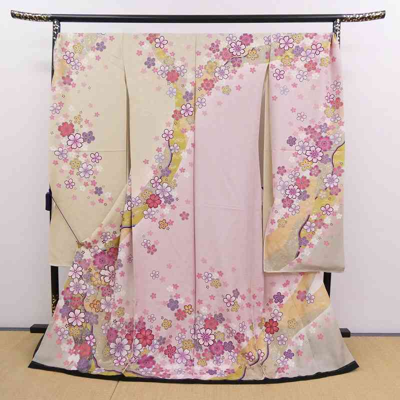 【オンラインショップ】 2301A-2113●関着/振袖/花柄/リメイク・材料等に/新品/未仕立て/正絹/絵羽/(梱包サイズ:80) 振袖 【オンラインショップ】 2301A-2113●関着/振袖/花柄/リメイク・材料等に/新品/未仕立て/正絹/絵羽/(梱包サイズ:80) 振袖
